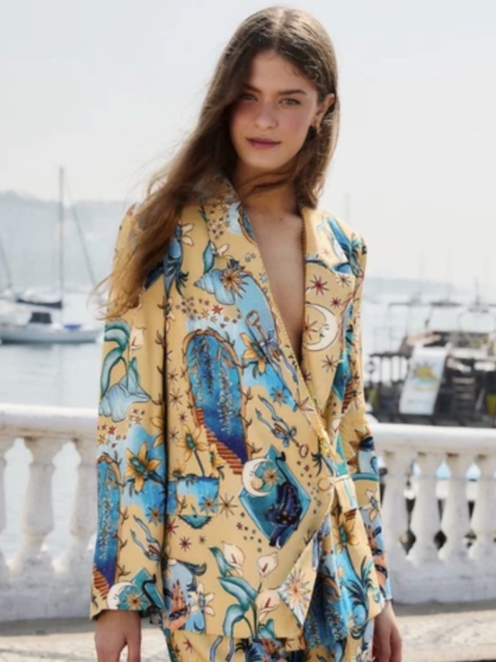 NWT -- XXS -- Farm Rio Sand Mystical Notched Lapel Blazer